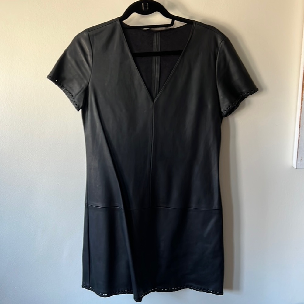 Zara Vegan Leather Shift Dress